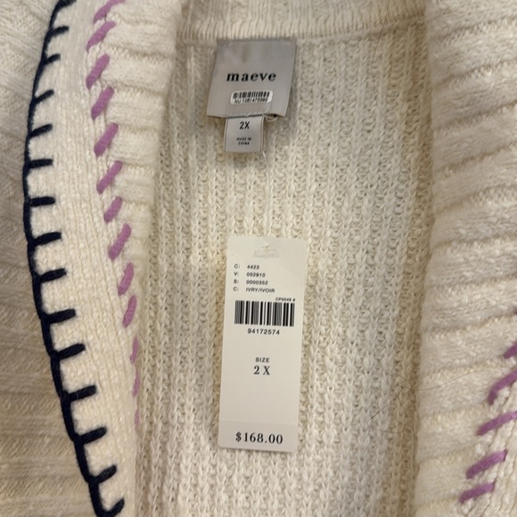 Anthropologie Collared Whipstitch Open Cardigan Sweater, 2X, NWT - Picture 7 of 12